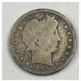 1895-S Scarce Barber Silver Quarter, US 90%