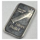 1oz Vtg Silver Bullet Art Bar .999 Fine
