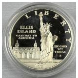 1986 Silver Proof 90% Dollar, Ellis Island