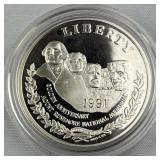1991 Silver Proof 90% Dollar, Mt. Rushmore