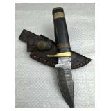 Damascus Steel Fixed Blade Knife w/ Sheath