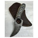 Damascus Steel Fixed Blade Knife w/ Sheath