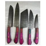 (5) Damascus Steel Chef