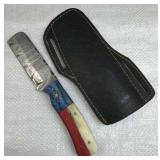 Damascus Steel Fixed Blade Knife w/ Sheath