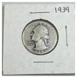 1939 Silver Washington Quarter, US 90%