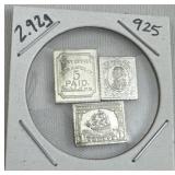 2.92g Sterling Silver Vtg. Mini Stamp Bars .925