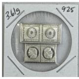 3.61g Sterling Silver Vtg. Mini Stamp Bars .925