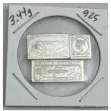 3.44g Sterling Silver Vtg. Mini Stamp Bars .925