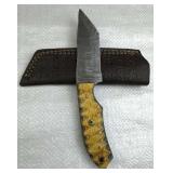 Damascus Steel Fixed Blade Knife w/ Sheath