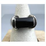 925 Silver Vintage Inline Black Tourmaline Band Ri