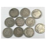 (10) 1900-1912 US Liberty V Nickels