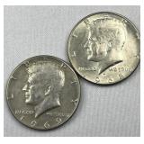 1968-D & 1969 JFK 40% Silver Half Dollars