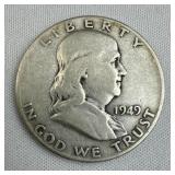 1949 Franklin Silver Half Dollar, US 90%