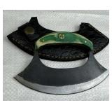 Handmade Steel Inuit-Style Ulu Knife w/ Sheath
