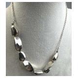 925 Silver Chunky Puffy Nugget Necklace
