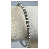 925 Silver Taxco Beaded Bangle Bracelet