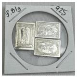 3.81g Sterling Silver Vtg. Mini Stamp Bars .925