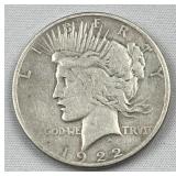 1922-S Peace Silver Dollar, US 90%, $1 Coin