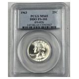 1963 Double Die Obv. Washington, PCGS MS65