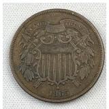 1865 US 2 Cent Piece, Quality XF or Better