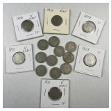 (16) Assorted Liberty V Nickels, Carded/Loose