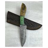 Damascus Steel Fixed Blade Knife w/ Sheath