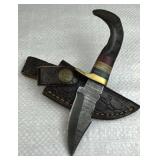 Damascus Steel Fixed Blade Knife w/ Sheath