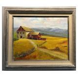 Hand Painted Original Farm Scene Art, Framed
