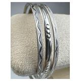 925 Silver Taxco & (2) 835 Silver Stamped Bangle B