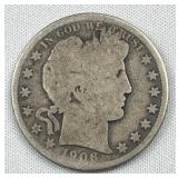 1906 Barber Silver Half Dollar, US 90% Coin