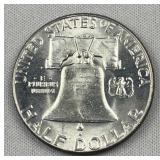 1963 Franklin Silver Half Dollar, 90%, Toned Obv.