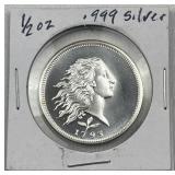 1/2oz Silver .999 Round GSM Flowing Hair Style