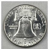 1963 Franklin Silver Half Dollar, 90%, Toned Obv.