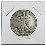 1939-D Walking Liberty Silver Half Dollar, US 90%