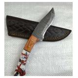 Damascus Steel Fixed Blade Knife w/ Sheath
