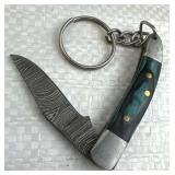 Damascus Steel Folding Keychain Knife