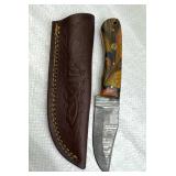 Damascus Steel Fixed Blade Knife w/ Sheath