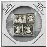 3.11g Sterling Silver Vtg. Mini Stamp Bars .925