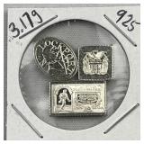 3.17g Sterling Silver Vtg. Mini Stamp Bars .925