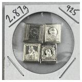 2.87g Sterling Silver Vtg. Mini Stamp Bars .925