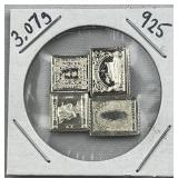 3.07g Sterling Silver Vtg. Mini Stamp Bars .925