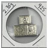 2.35g Sterling Silver Vtg. Mini Stamp Bars .925