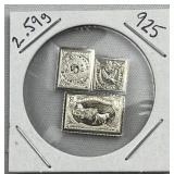 2.59g Sterling Silver Vtg. Mini Stamp Bars .925