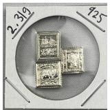 2.31g Sterling Silver Vtg. Mini Stamp Bars .925