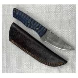 Damascus Steel Fixed Blade Knife w/ Sheath