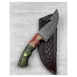 Damascus Steel Fixed Blade Knife w/ Sheath