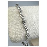 925 Silver 10 Genuine Diamond Flower Cluster Brace