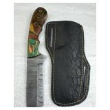 Damascus Steel Fixed Blade Knife w/ Sheath