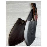 Lg. Handmade Steel Fixed Blade Knife w/ Sheath