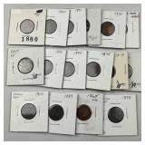 (16) 1865-1907 Indian Head Cents, Many 1800s